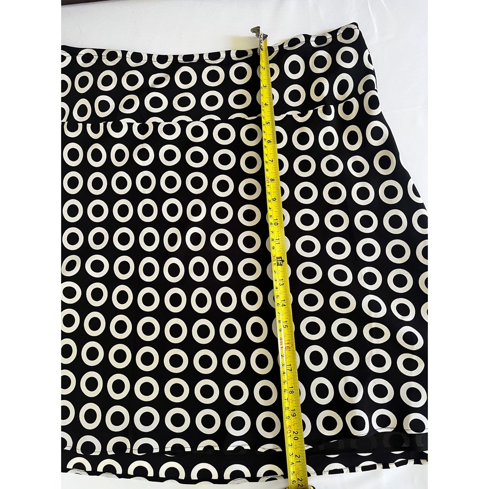 Allison Taylor 100% Silk A-Line Skirt Large Black White Geometric Circle Print - Picture 4 of 6